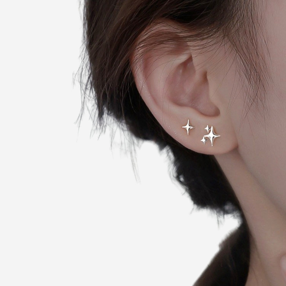 Sparkling Star Silver Stud Earrings
