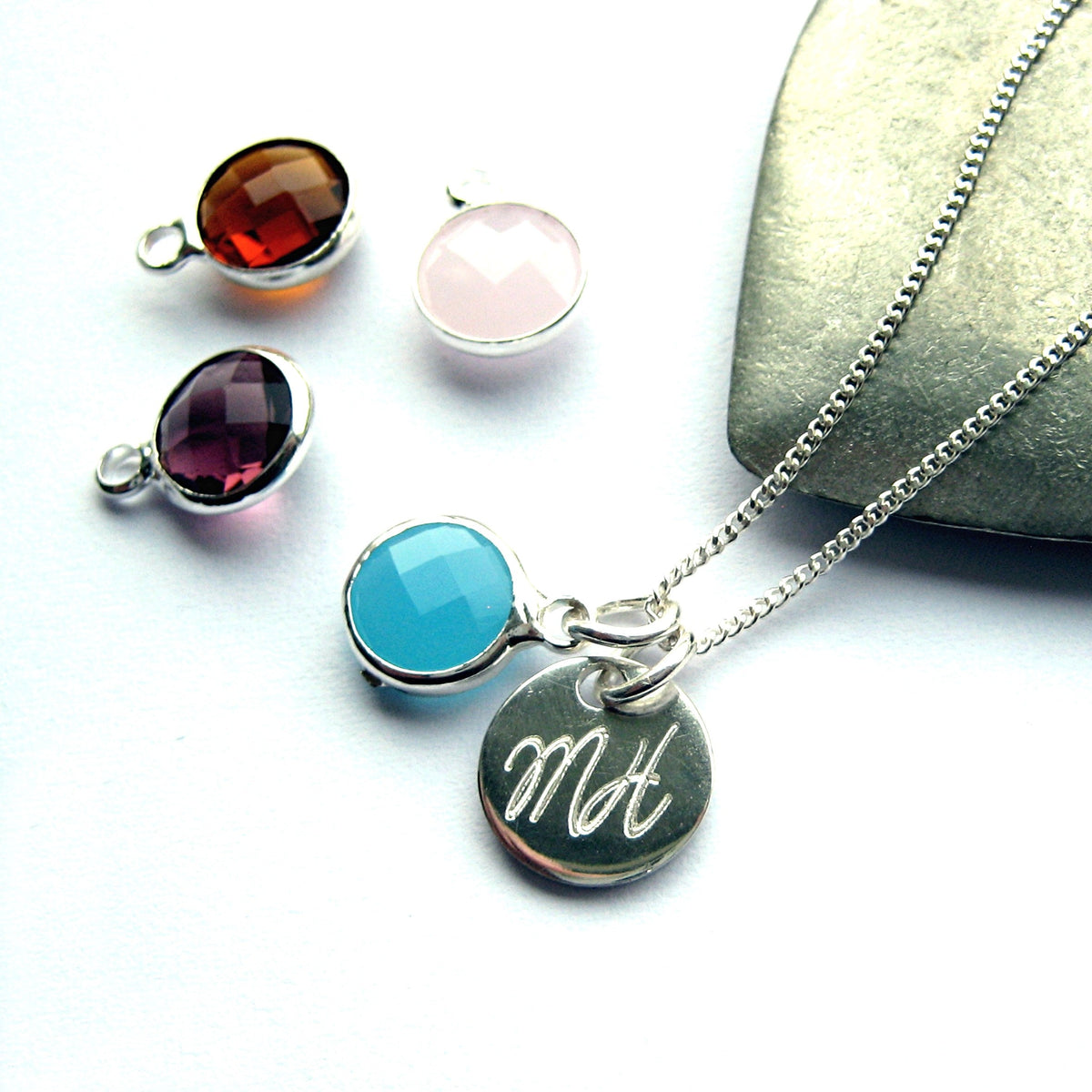 Personalised Script Necklace & Birthstone