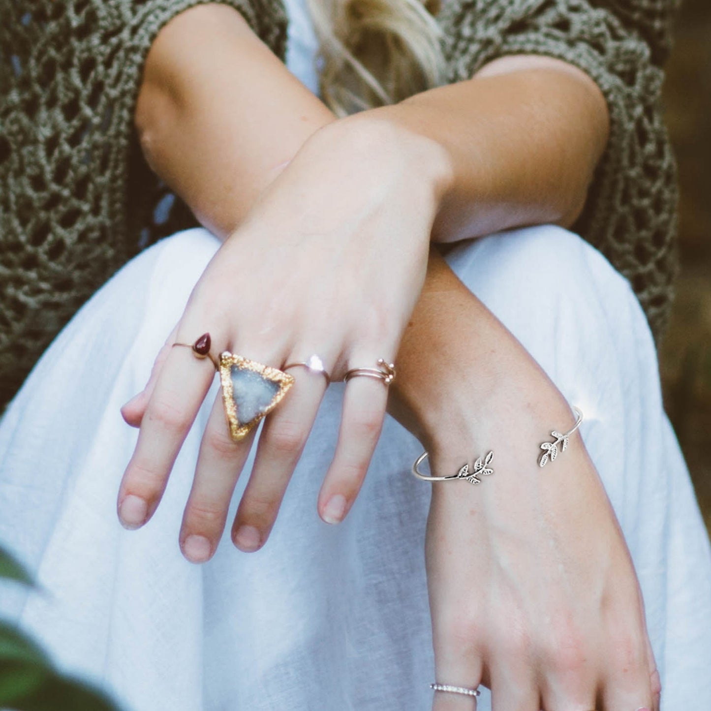 Silver Leaf Bangle