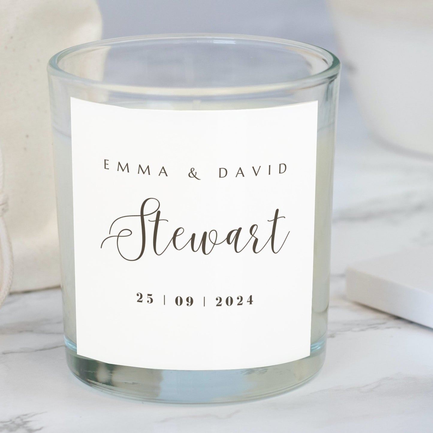 Personalised Surname Wedding Candle Gift Set | Engagement
