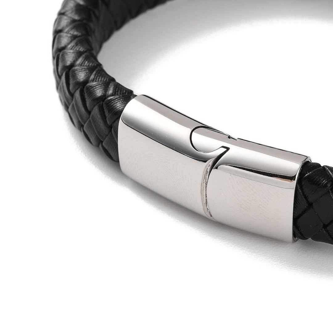 X Men's Black Leather Bracelet